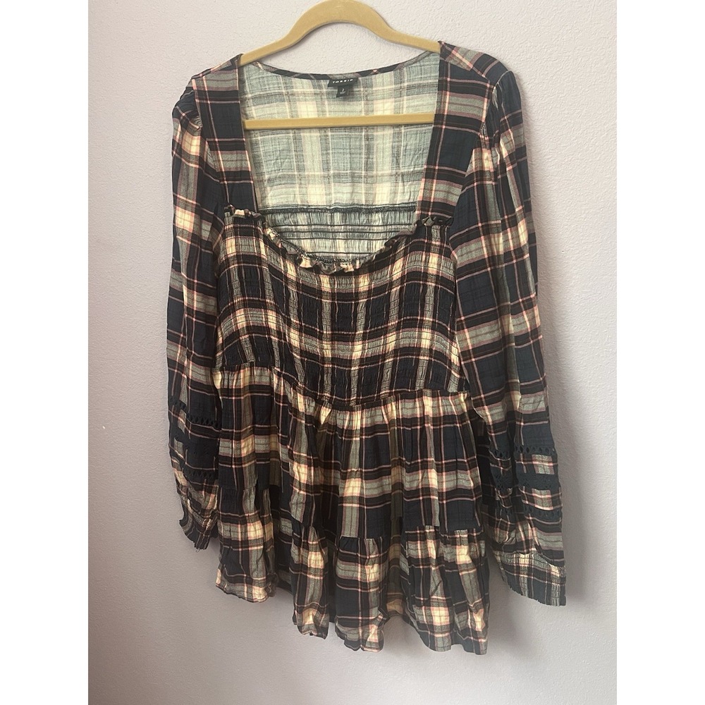 Torrid Pink Black Plaid Long Sleeve Shirt Size 2‎ 2X